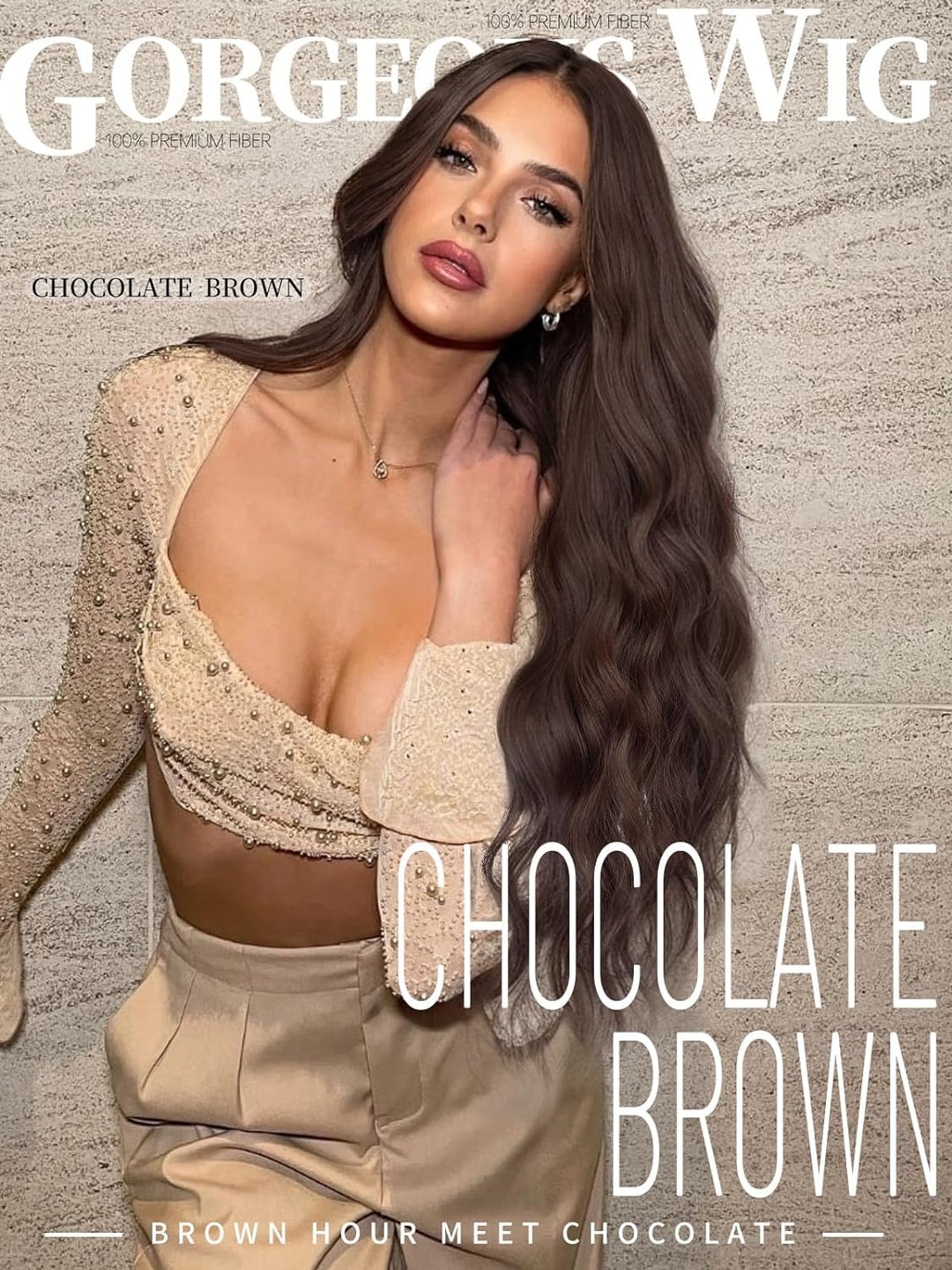 PORSMEER Dunkelbraun Lace Front Perücke Lang Lockige Gewellte Perücke für Damen 13x4 Lace Front Glue