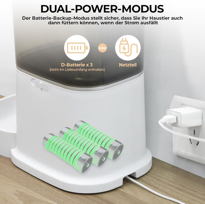 Futterautomat Katze & Hund, 6L Katzenfutter Automat, Automatischer Futterspender mit Futternapf aus
