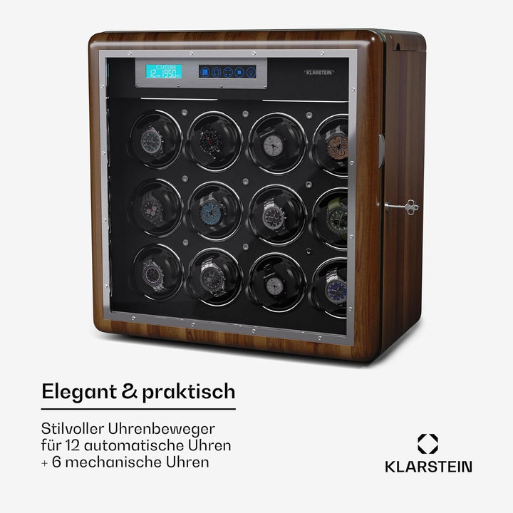 Klarstein Uhrenbeweger für Automatikuhren, Automatik-Uhrenbeweger für 12 Uhren, Automatikuhr Uhrenbe