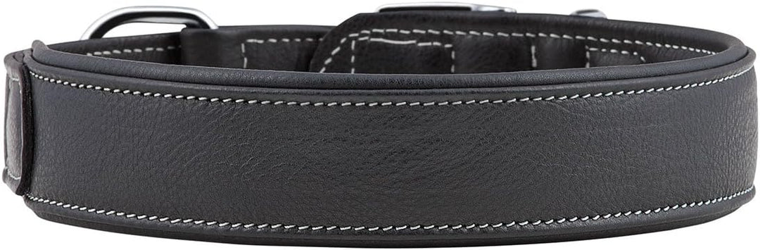 Knuffelwuff 13991-015 Weiches Lederhalsband Hund Hundehalsband Glendale 53-60cm, schwarz Schwarz Hal