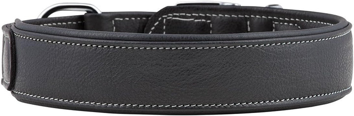 Knuffelwuff 13991-006 Weiches Lederhalsband Hund Hundehalsband Glendale 38-45cm, schwarz Schwarz Hal