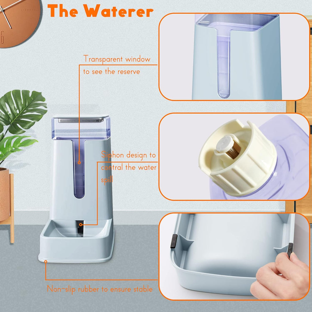Automatischer Katzenfutterspender und Wasserspender im Set 2 Packungen Hund 1 Gallone für kleine, mi