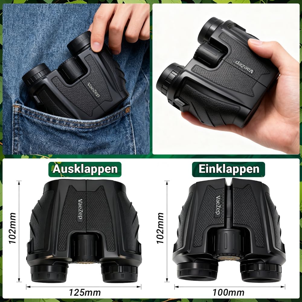 Premium 12x25 Fernglas – Kompakt, wasserdicht & Mehrfachbeschichtete Optik für Erwachsene & Kinder |