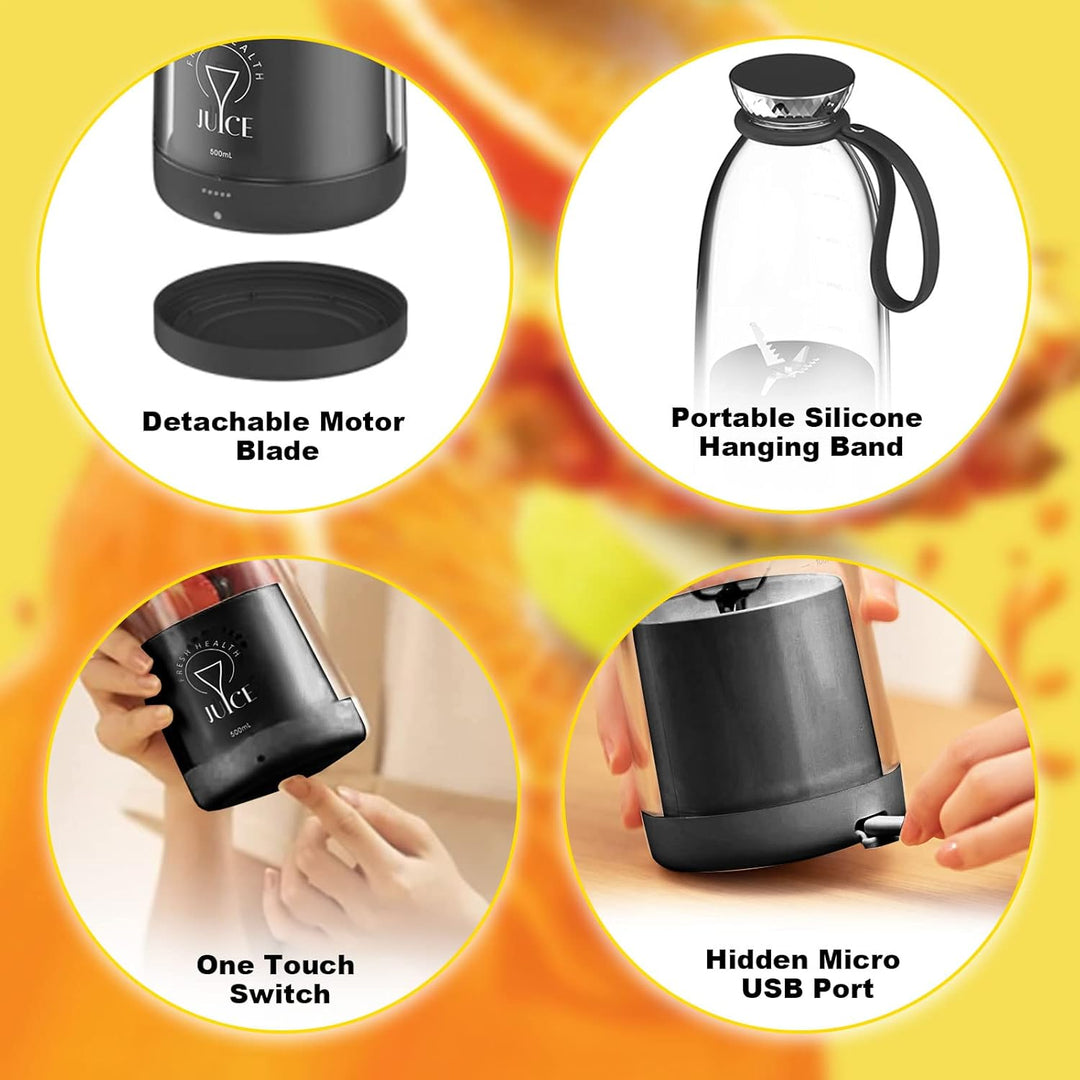 Mixer Smoothie Maker,500ml Tragbarer Mixer,Wiederaufladbarer Mini-Mixer,Juice Mixer Flasche,Multifun