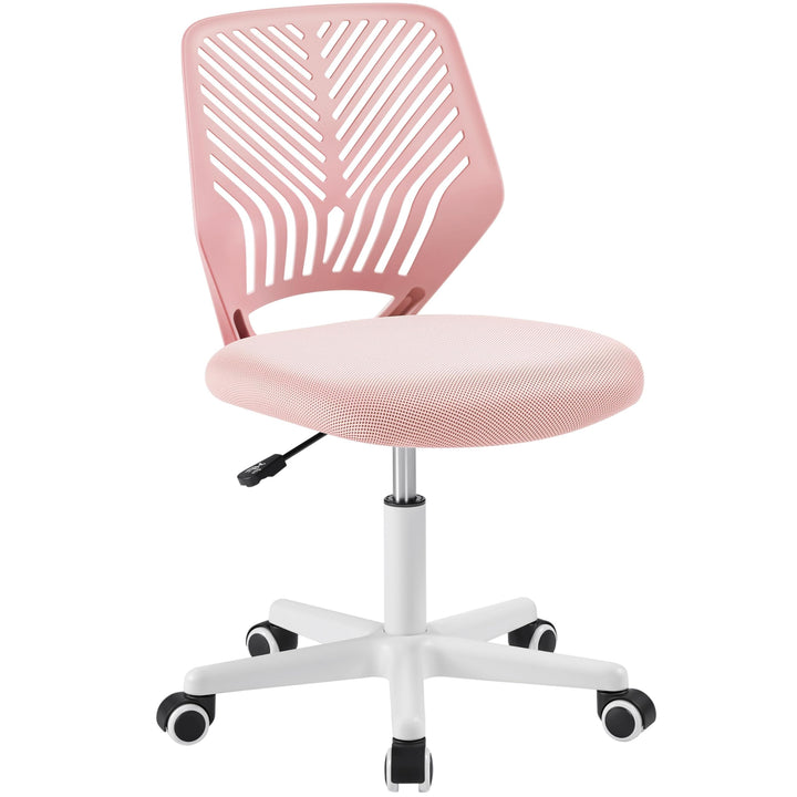 Yaheetech Bürostuhl ohne Armlehnen ergonomisch Schreibtischstuhl Hellrosa | Drehstuhl mit Rücklehne