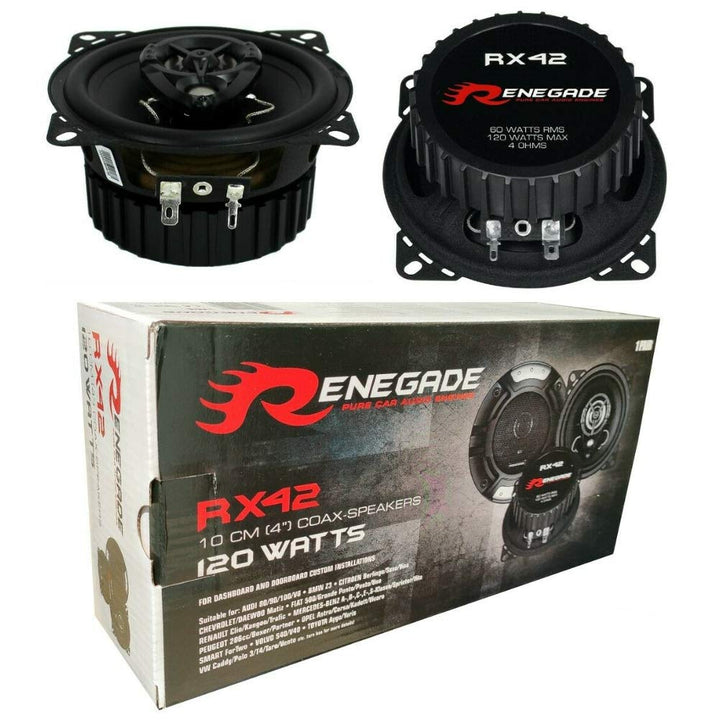 2 RENEGADE RX42 2 Wege koaxial Lautsprecher 4" 10,00 cm 100 mm 60 watt rms 120 watt max impedanz 4 o