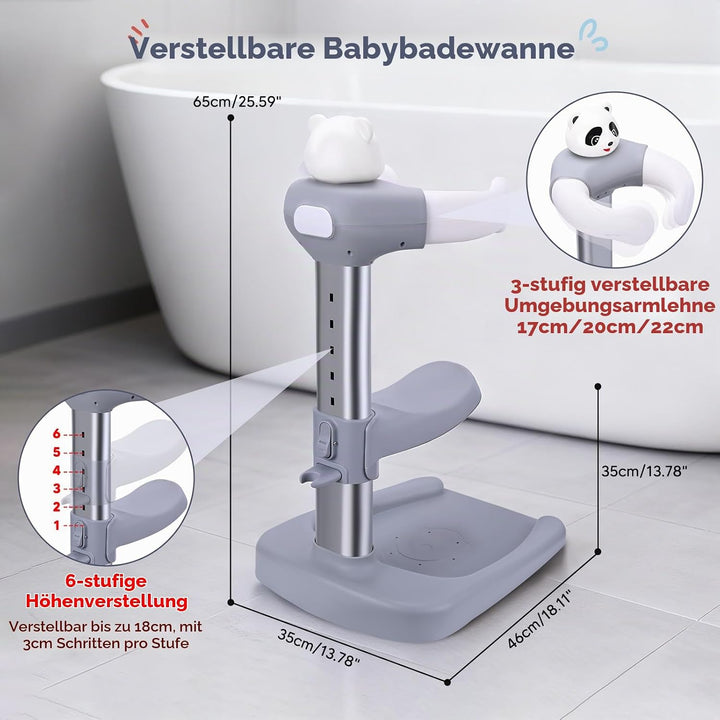 Baby Dusche Ständer, Baby Badewannenständer Duschständer mit AntiRutsch-Basis, 6 Stufige Höhenverste