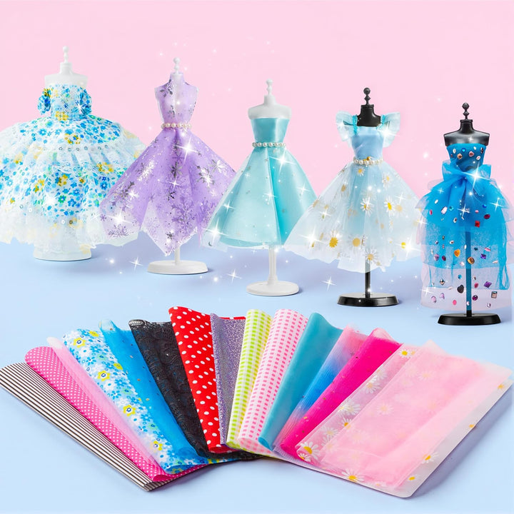 Klever Kits 400+ Stücke Modedesign Mädchen,Fashion Design Basteln Mädchen Nähset Set mit 3 Mannequin