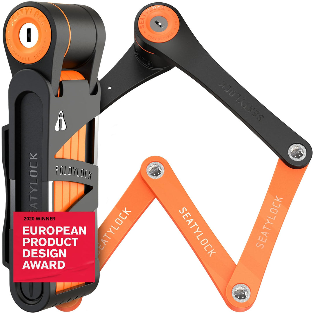 FoldyLock Compact Fahrrad Faltschloss – Patentiertes Testsieger Fahrradschloss mit Schlüssel und Hal
