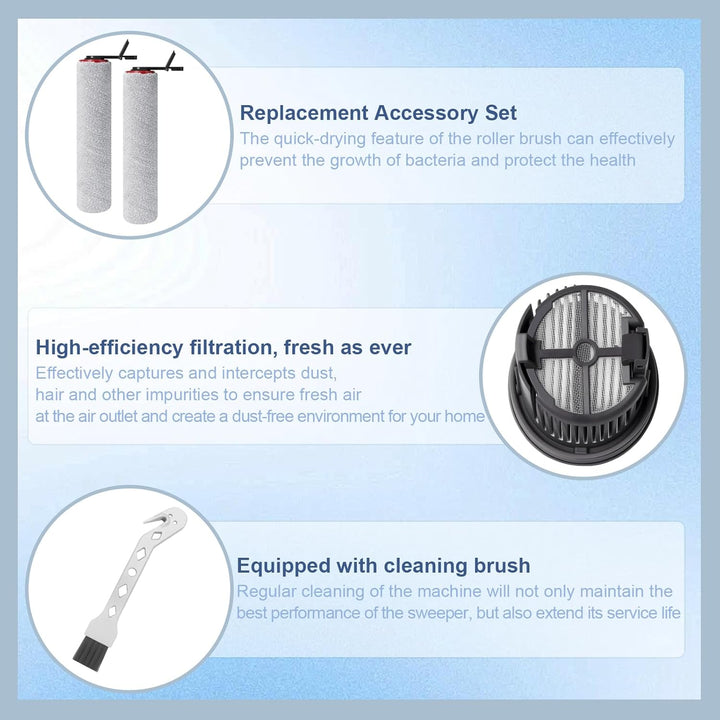 Bürstenrolle Filter Ersatzteile für Mova X4 Pro/X4 Plus Nass Trockensauger Zubehörset，2 Bürstenrolle