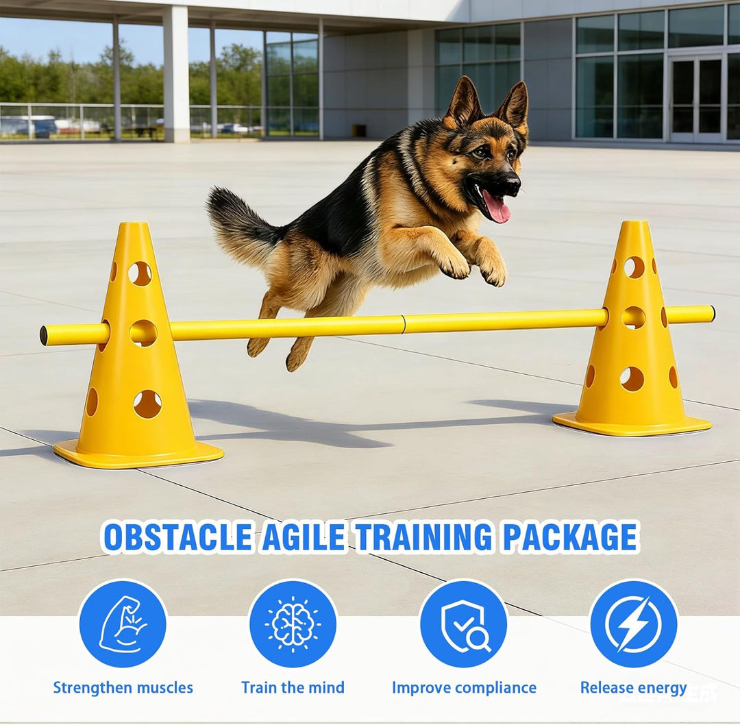 MeYuxg Agility Set Hunde – Cavaletti Steckhürdenset für kleine Hunde & Kinder, verstellbare Training