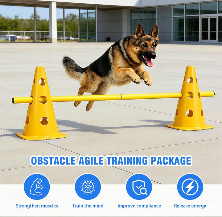 MeYuxg Agility Set Hunde – Cavaletti Steckhürdenset für kleine Hunde & Kinder, verstellbare Training