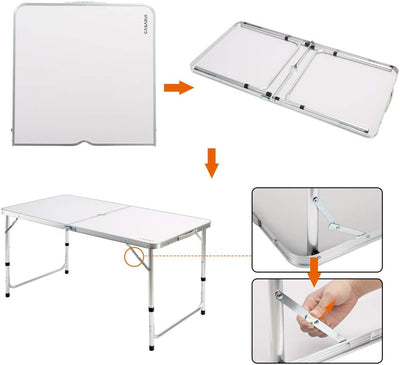 CASARIA® Klapptisch Wetterfest Höhenverstellbar Campingtisch mit Stühlen Gartentisch Falttisch 120x6