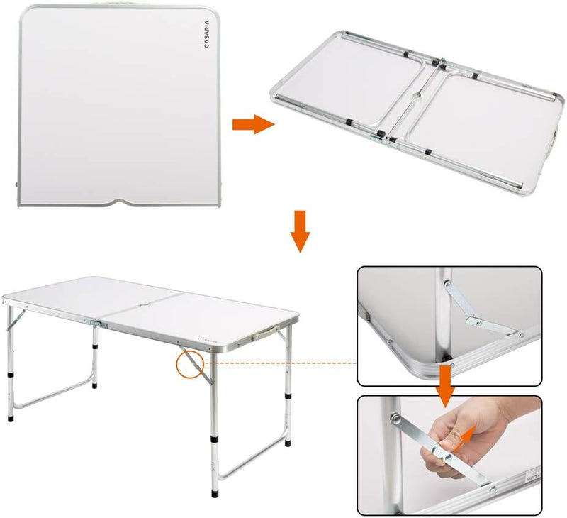 CASARIA® Klapptisch Wetterfest Höhenverstellbar Campingtisch mit Stühlen Gartentisch Falttisch 120x6