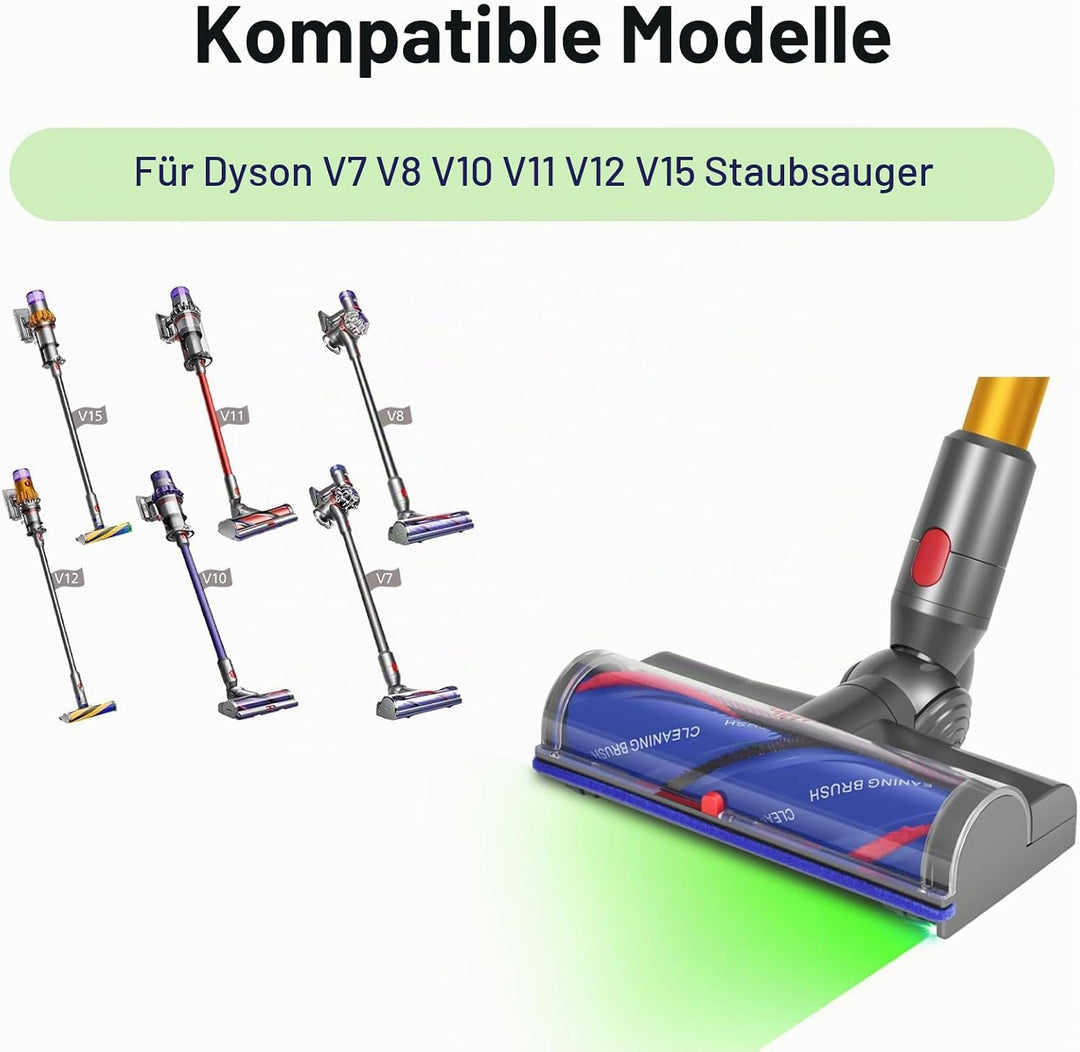 Bürste Kompatibel mit Dyson V7 V8 V10 V11 V15 Staubsauger, Ersatzteile Bürstenkopf mit LED-Leuchten,