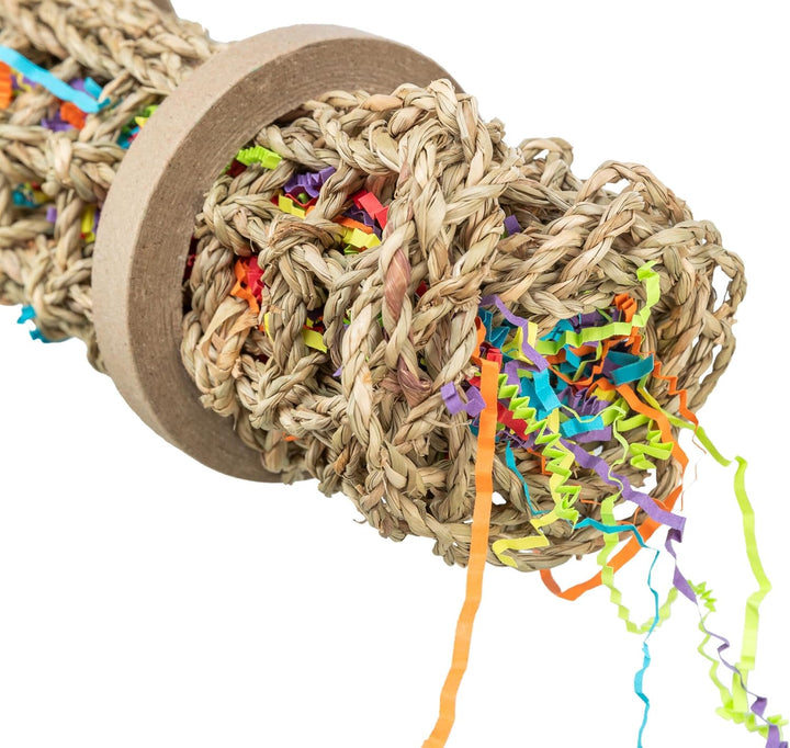 TRIXIE Naturspielzeug für Vögel zum Einhängen - aus Seegras, Holz und Papier - auch zum Befüllen mit