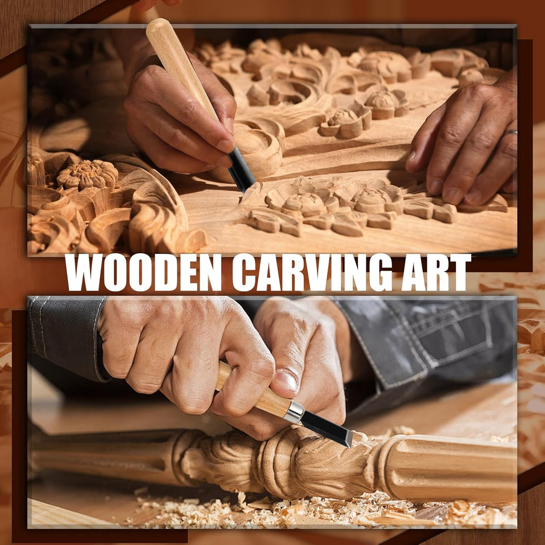 Stechbeitel Set für Holz 6tlg Schnitzwerkzeug für Holz Stemmeisen HolzmeissEl Stecheisen Satz zur Ho