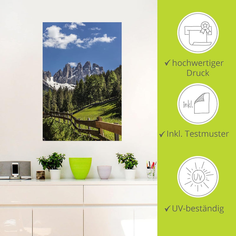 ARTland Wandbild selbstklebende Vinylfolie 80x120 cm Landschaftsbilder Südtirol Berge Alpen Wald Dol