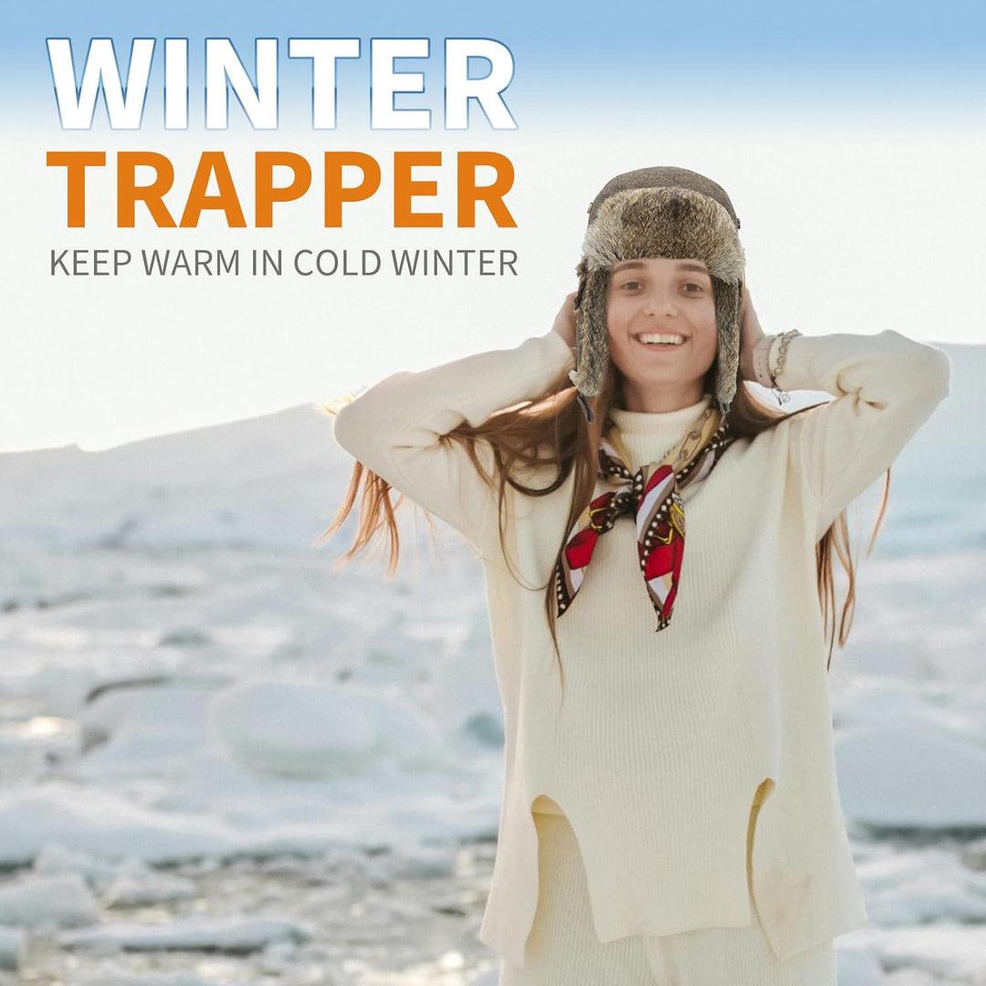 Unisex Fliegermütze Rib Wolle Bomber Aviator Pilot Hat Faux Fellmütze Winter Russische Mütze Herren