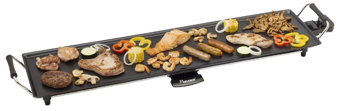 Bestron elektrischer Tischgrill, XXL Plancha-/Teppanyaki-Grillplatte mit Antihaftbeschichtung, Grill