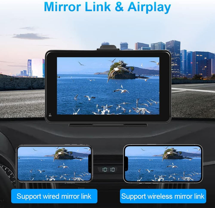 Podofo Wireless Apple Carplay & Android Auto Tragbares Autoradio, 7 Zoll Auto Radio Stereo mit Bluet