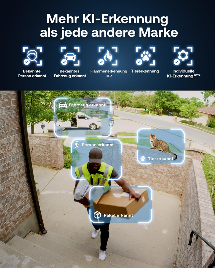 Arlo Ultra 3 Überwachungskamera Aussen WLAN, Kabellos, 4K UHD, KI-Erkennung, Auto-Tracking, Farb-Nac