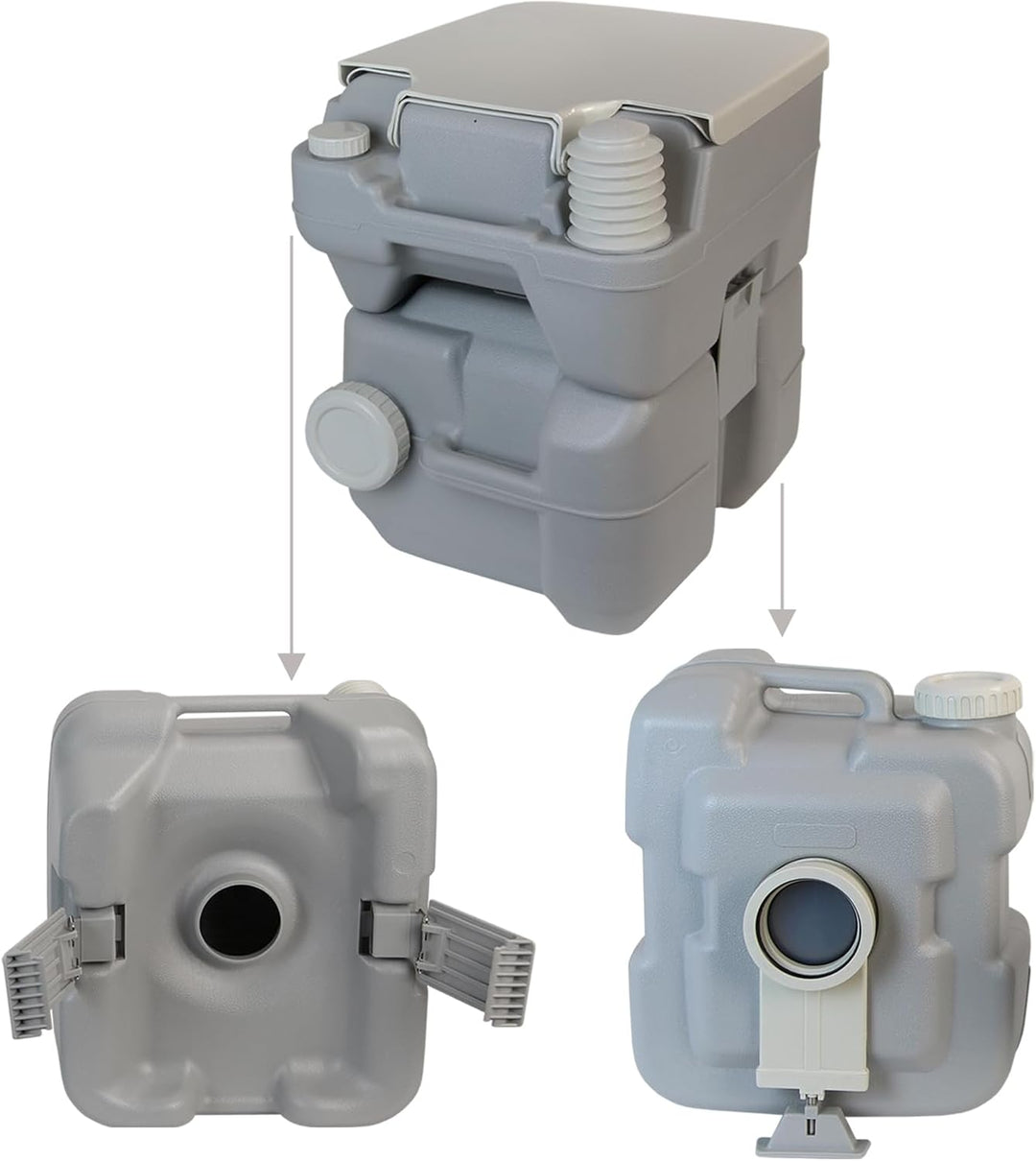 Montafox Camping Toilette 20 L Angenehme Sitzhöhe Tragbare Reise Toilette bis 130 kg Wohnwagen Campe