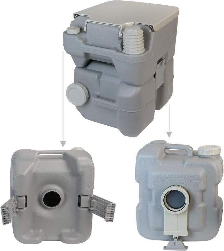 Montafox Camping Toilette 20 L Angenehme Sitzhöhe Tragbare Reise Toilette bis 130 kg Wohnwagen Campe