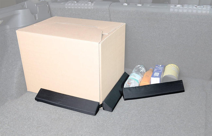 PEARL Kofferraum Halterung: 2er Pack Kofferraum-Gepäckfixierung aus Schaumstoff/Nylon,3-teilig (Befe
