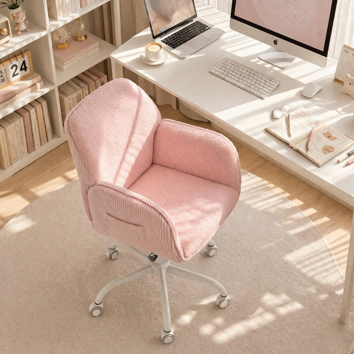 Bürostuhl Schreibtischstuhl Homeoffice Stuhl Schminktisch Stuhl – Sherpa- & Cordstoff, Ergonomisch m