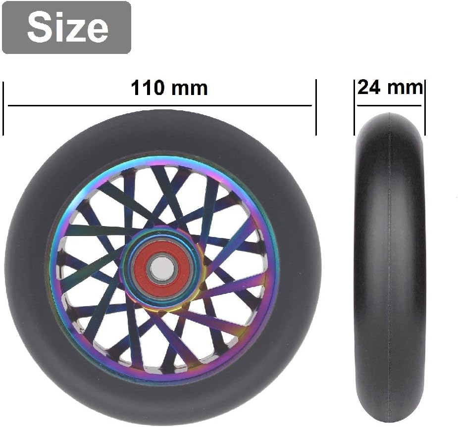 aibiku 2 Stück 110mm Hohlkern Stunt Scooter Rollen – ABEC 11 Kugellager installiert – Passend für Ap
