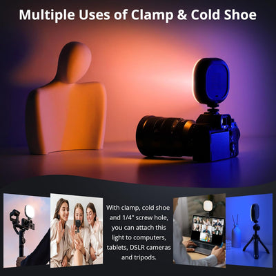 Video Licht RGB ATUMTEK LED Videoleuchte mit 2000 mAh Akku Licht Klein Dimmbare 3000-6700K,mit Kalts