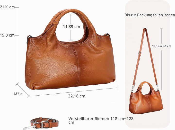 Iswee Geldbörsen und Handtaschen aus echtem Leder für Damen, Schultertasche, Tragegriff, Umhängetasc