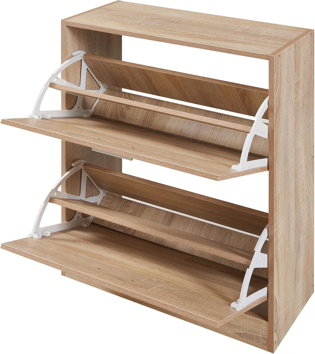 [en.casa] Schuhschrank Sykkylven Schuhkipper mit 2 Klappen Schuhkommode für 12 Paar Schuhe 81 x 63 x