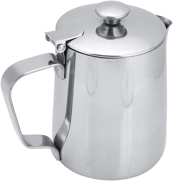 MAGT Milchkännchen mit Deckel, Edelstahl Milchkanne 350ml Kaffeekanne Edelstahl Milchschaumkännchen