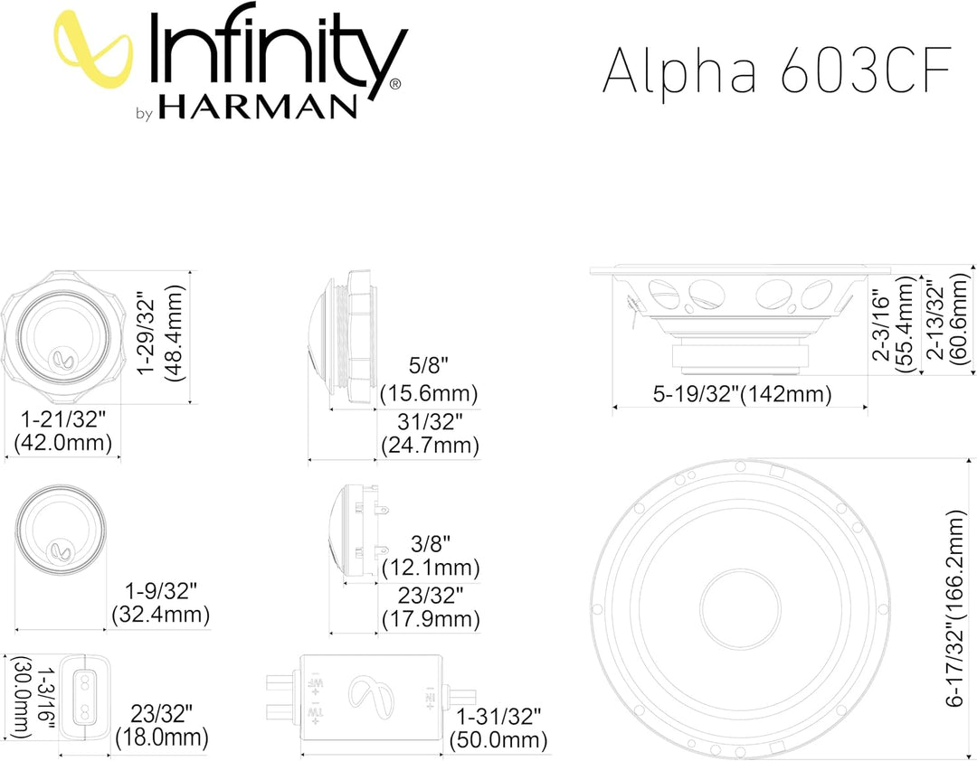 Infinity Alpha 603CF 3-Wege Koaxial Lautsprecher Auto 16,5cm, 6,5 Zoll, von Harman Kardon Car HiFi m