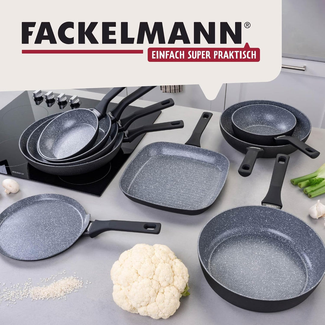 Fackelmann Grillpfanne Cosmo – Ø 28 cm aus gepresstem Aluminium, PFAS-freie Excilon Ceramic Beschich