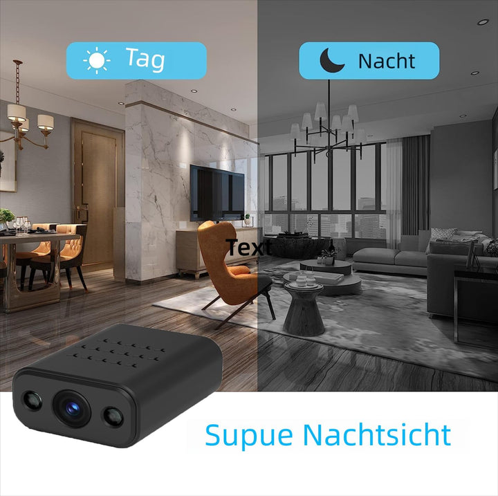 Mini Kamera, 4K HD WLAN Überwachungskamera mit Nachtsicht, Bewegungserkennung, Remote Viewing für Si