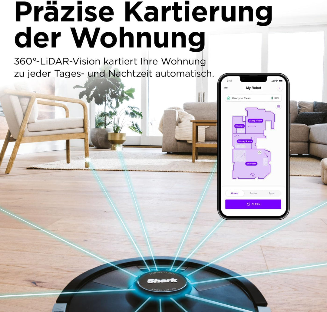 Shark Matrix Plus 2-in-1 Saugroboter mit Wischfunktion und Absaugstation, Selbstreinigend, Selbstent