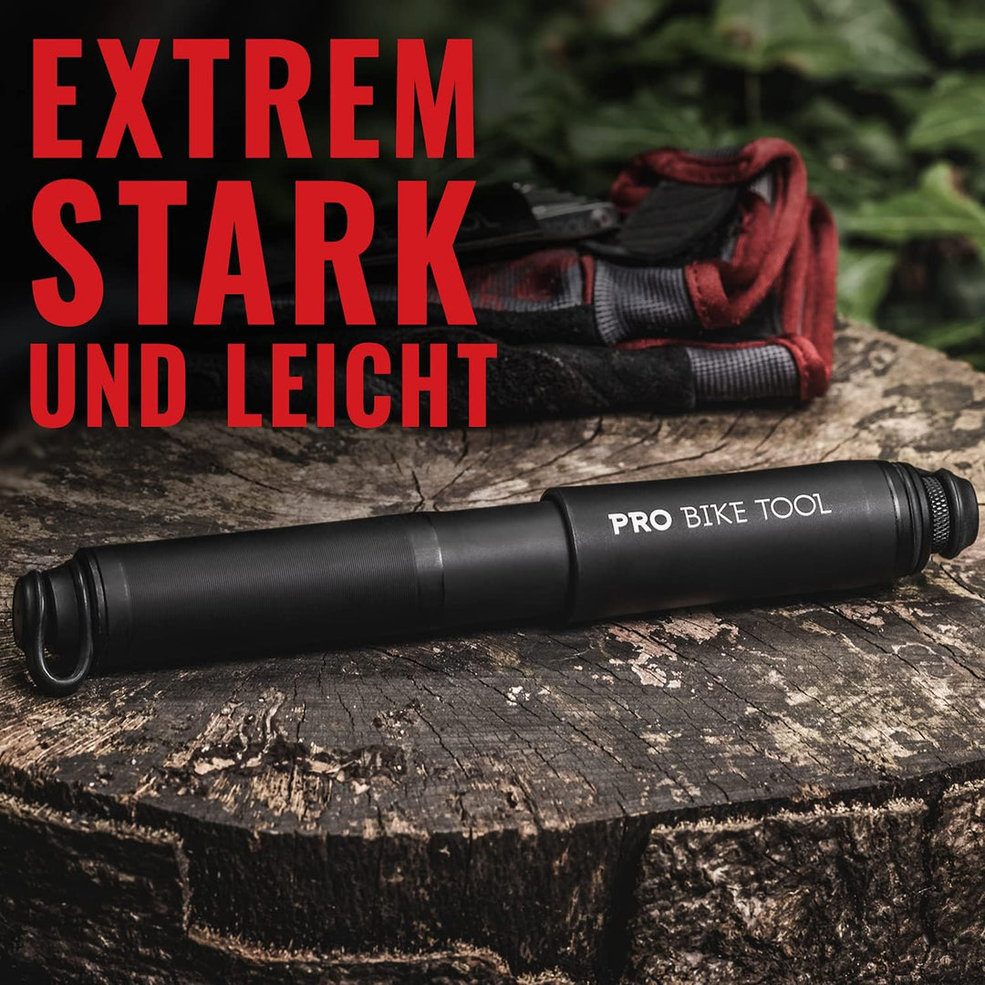 Pro Bike Tool Mini-Fahrradpumpe Classic-Edition, passend für Presta- und Schrader-Ventile, Hochdruck
