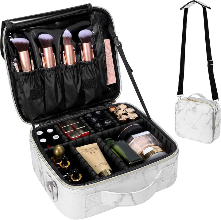 Kosmetiktasche, Schminkkoffer PU Leder Grosse Kapazität Professionelles Make Up Organizer Tasche Was