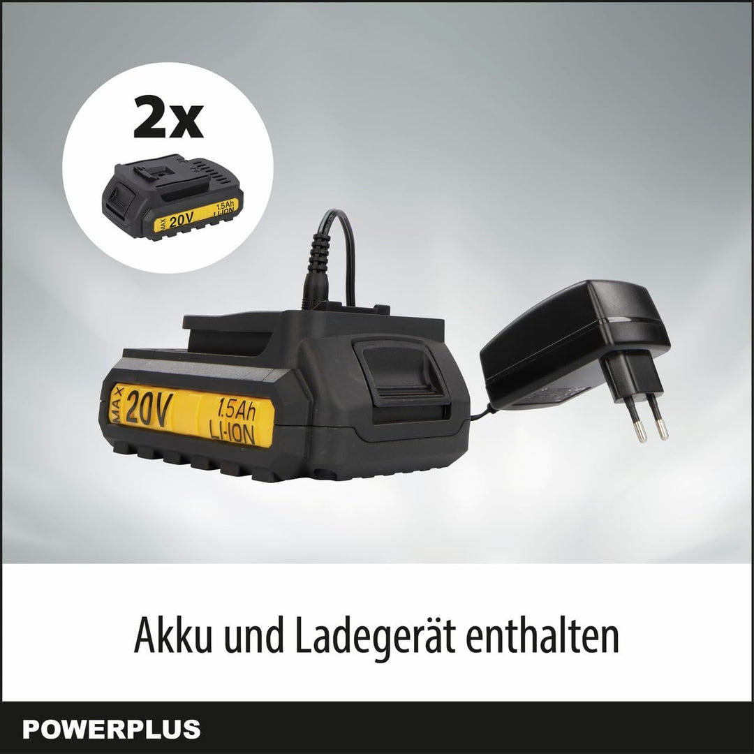 Powerplus Akku Schrauber & Bohrer POWX00435 - Akku-Schraubendreher und Akkubohrer, 20 V, inkl. 2 x 1