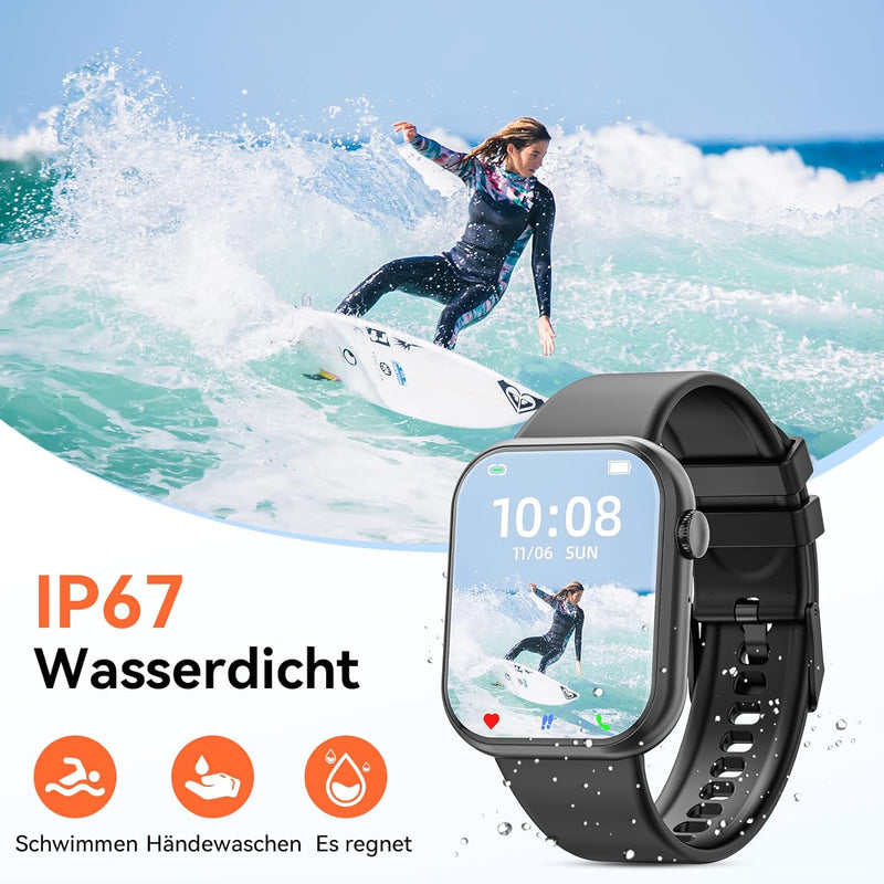 2023 Smartwatch für Herren und Damen, 1,85 Zoll Bildschirm Smartwatch mit Bluetooth-Anruf und Freisp