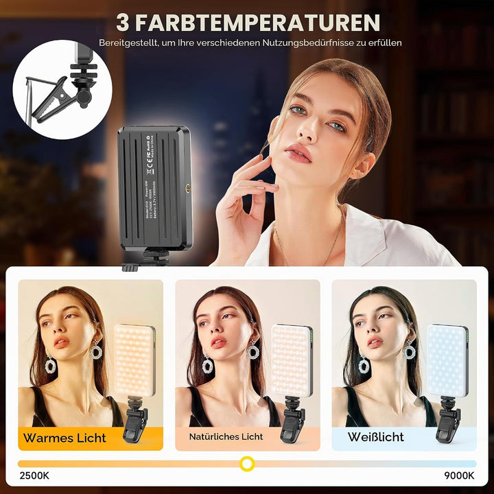 120 LED Selfie Licht, 3 Lichtmodi Handy Selfie Licht mit Clip, Tragbares Beauty Licht für Handy, Kam