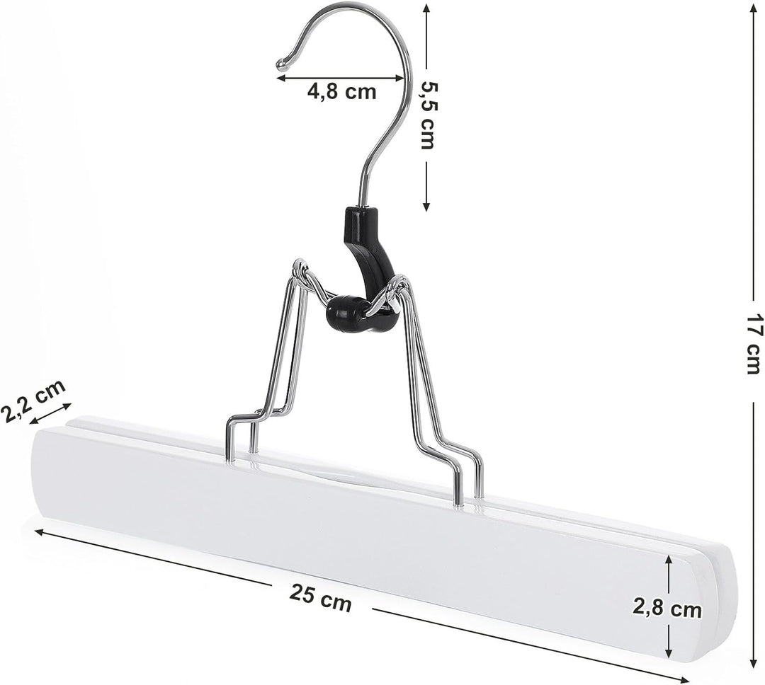 SONGMICS Hosenspanner, 12 Stück, Kleiderbügel aus Holz, Hosenbügel, rutschfest, verchromter Haken, u