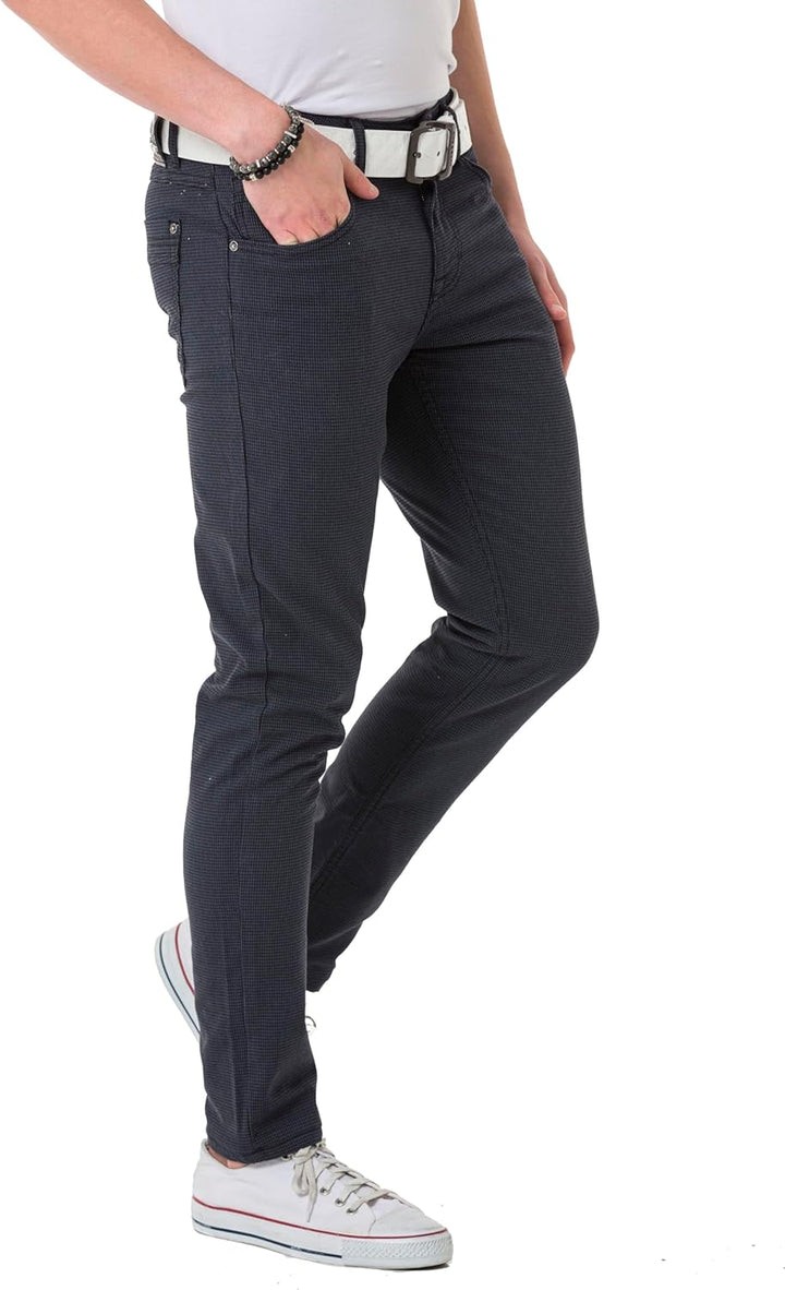 Cipo & Baxx Herren Jeans & Freizeithose | Used Look, Ziernähte, Logo Stickerei, Kontrastnähten, Bike