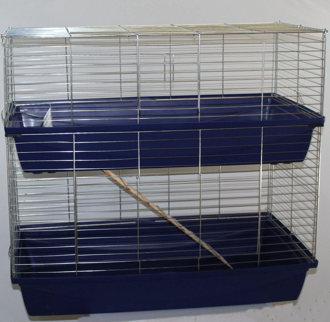 XXL 1m doppel Hasenkäfig Meerschweinchenkäfig Kaninchenkäfig Käfig Stall blau