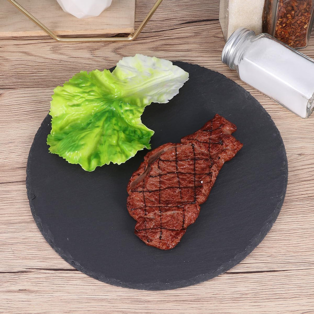 Schieferplatte Rund 40cm aus Natürlichem Schwarzem Stein Elegante Servierplatte für Sushi und Steak
