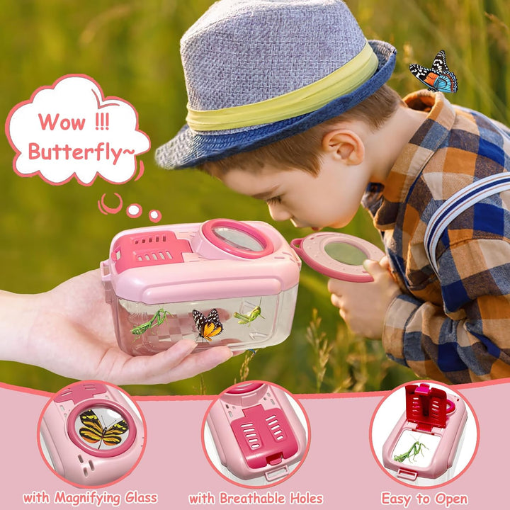 Entdecker Set für Kinder ab 4, 17 Stück Forscherset für Kinder, Insektenbox mit Lupe, Kinderlupe, In