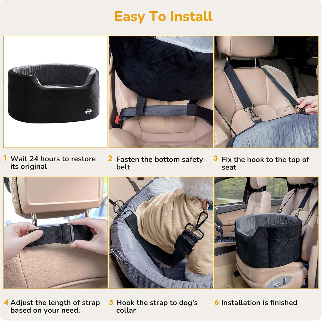 Pecute Hunde Autositz für Kleine/Mittlere Hunde, Pet Booster Autositz mit Sicherheitsgurt,Weichem Ki